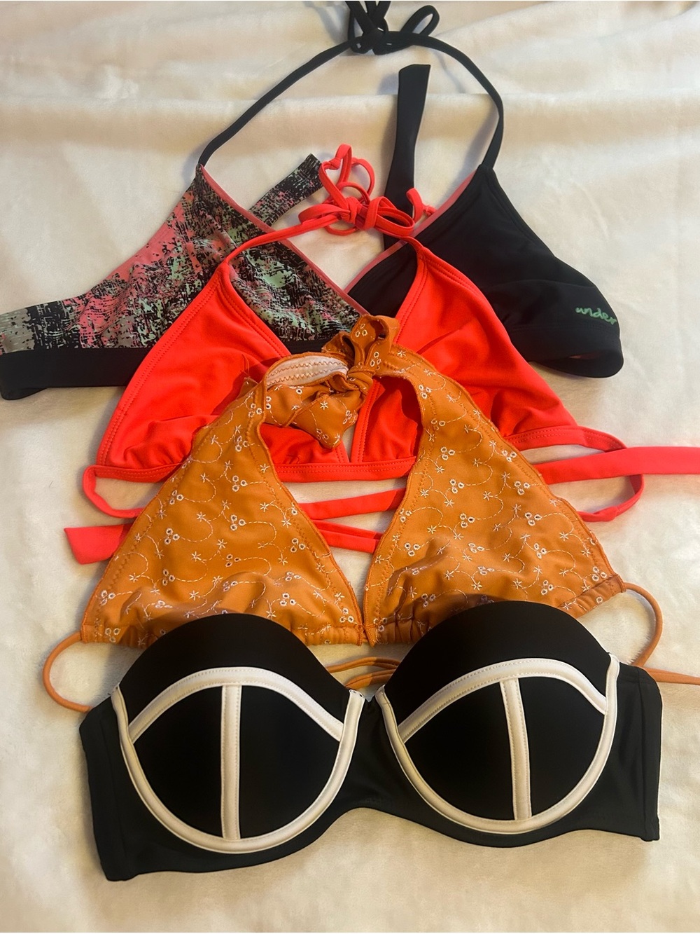 Mixed Swim Top Bundle — Black, Coral, Orange, Multi